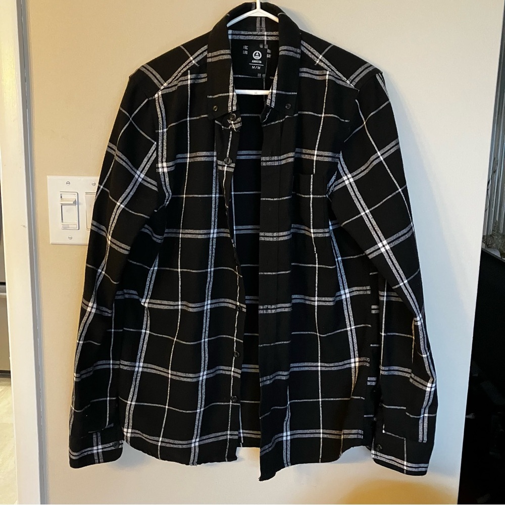 Men's Black Windowpane Lightweight Shirt jacket y2k skater